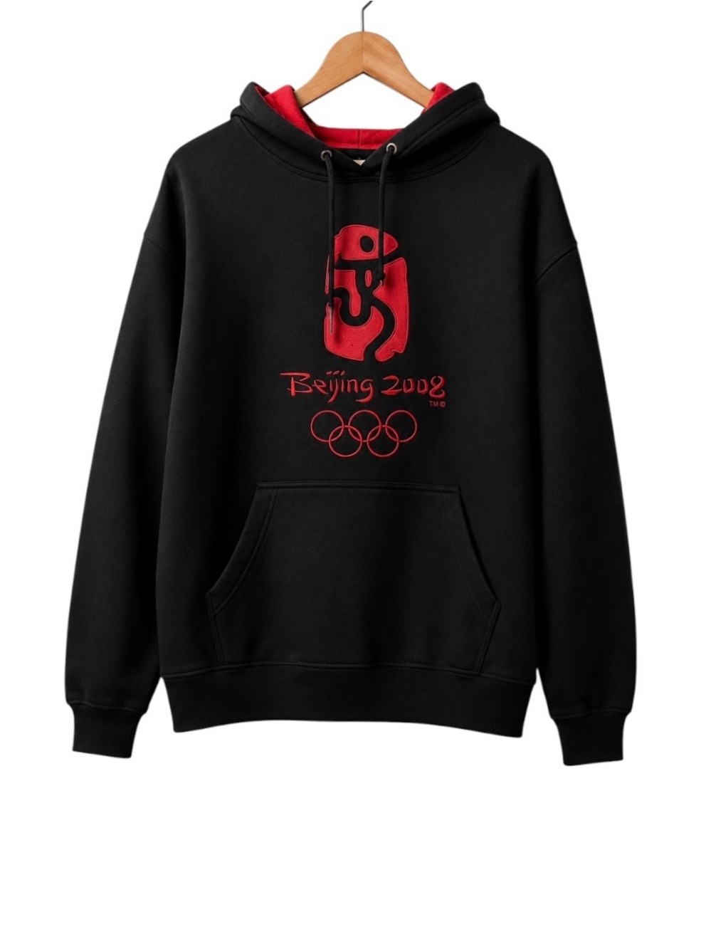 Beijing 2008 Olympics Official Licensed Pullover Hoodie Black Red Size S NWT